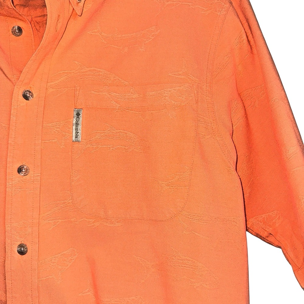 Vacation Outdoor Fishing Tarpon Print Columbia Sz L Button Down Dress Shirt